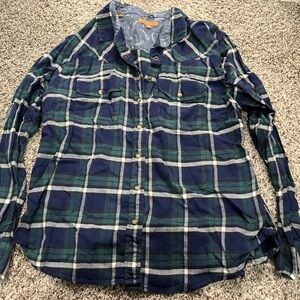 JACHS Girlfriend Navy and Forest Plaid Shirt